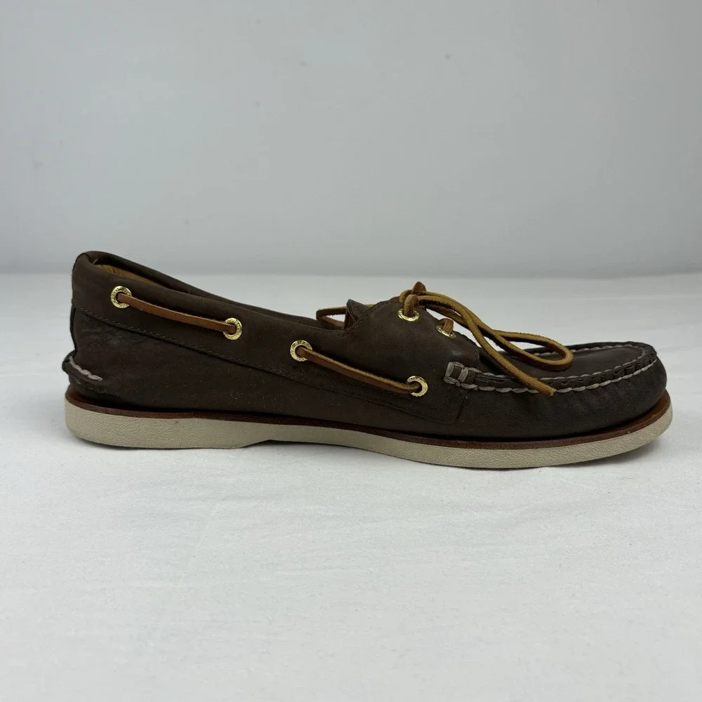 Sperry Gold Cup Brown Leather Boat Shoes 10.5M DeerSkin Lined Memory Foam EUC